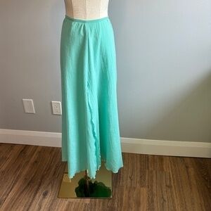 Linda Lundstrom Women's Vintage Mint Green Flowy Layered Maxi Skirt, SZ 12